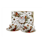 Karácsonyi porcelán csésze aljjal 90 ml 2 személyes dobozban Christmas Birds