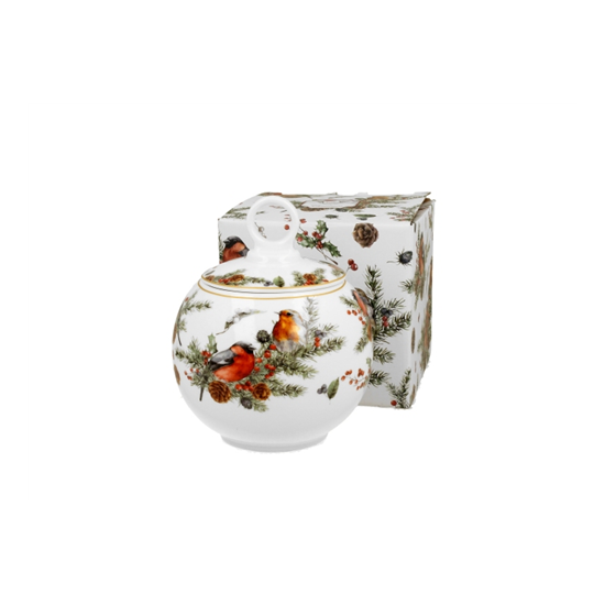 Karácsonyi porcelán keksztároló 12 cm 700 ml dobozban Christmas Birds