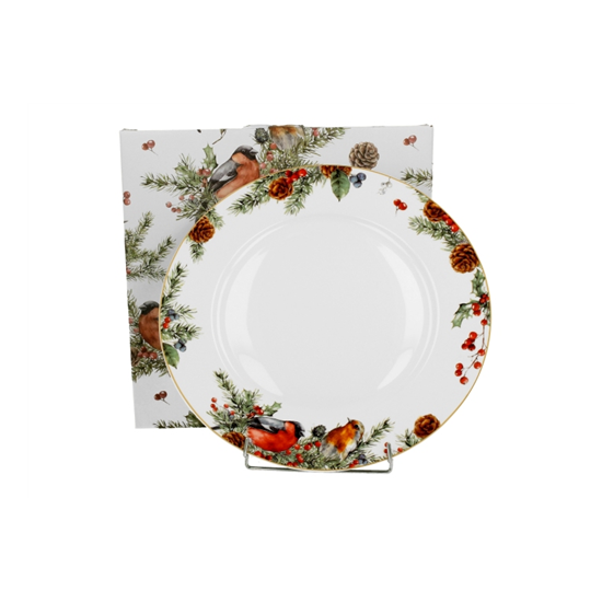 Karácsonyi porcelán lapostányér 27 cm dobozban Christmas Birds