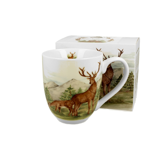 Porcelán nagyméretű szarvas mintás bögre 1000 ml dobozban Deer
