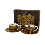 Porcelán csésze aljjal 110 ml 2 személyes dobozban Gustav Klimt Életfa