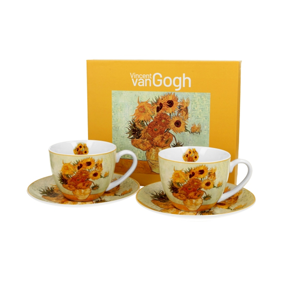 Porcelán csésze aljjal 270 ml 2 személyes dobozban Van Gogh Napraforgók