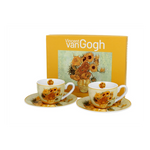 Porcelán csésze aljjal 110 ml 2 személyes dobozban Van Gogh Napraforgók