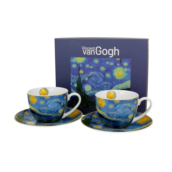 Porcelán csésze aljjal 270 ml 2 személyes dobozban Van Gogh Csillagos Éj