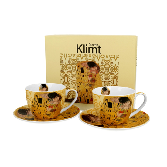 Porcelán csésze aljjal 270 ml 2 személyes dobozban Gustav Klimt A Csók