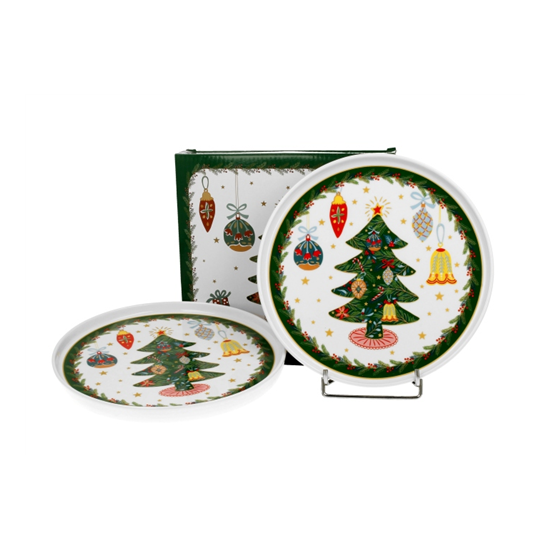 Karácsonyi porcelán desszertes tányér szett 2db-os 13 cm dobozban Around Christmas Tree