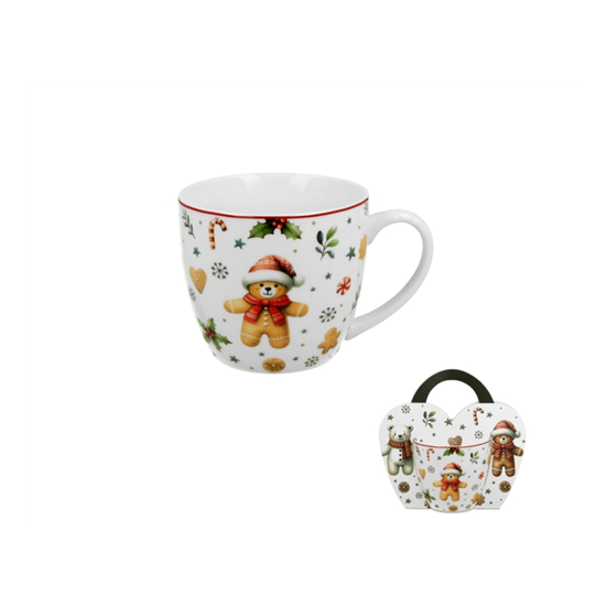 Karácsonyi porcelán mézeskalcsás macis bögre 460 ml díszcsomagolásban Christmas Cuties