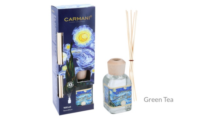 Szobaillatosító 100ml -Van Gogh Csillagos éj dobozban rattanpálcikával,Green Tea