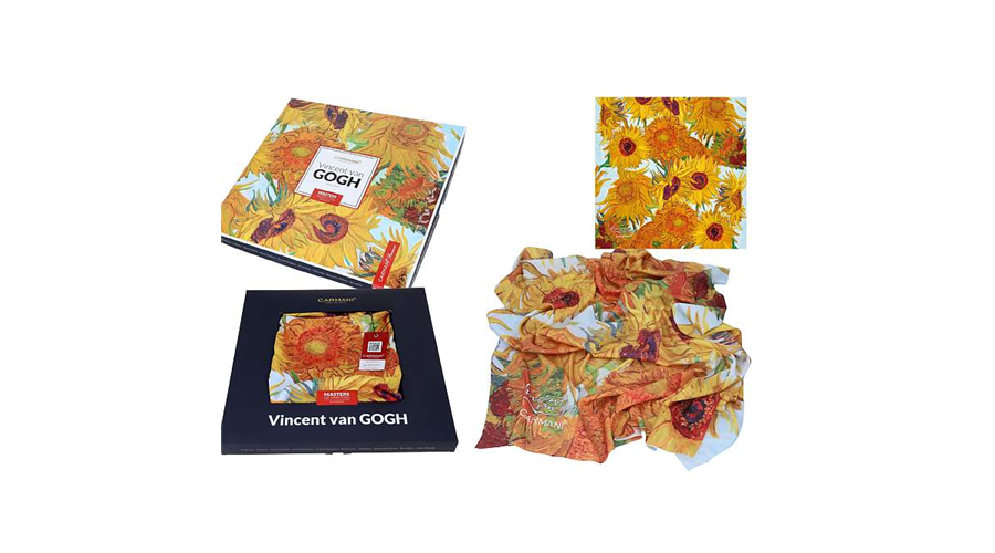 Kendő 90x90cm polysatinVan Gogh Napraforgók