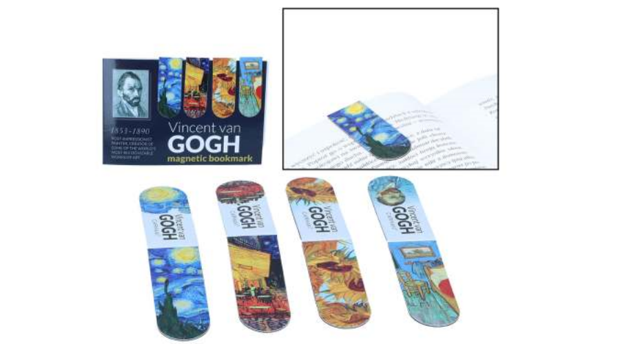 Mágneses könyvjelző 20x54mm papírVan Gogh vegyes, 4 db-os