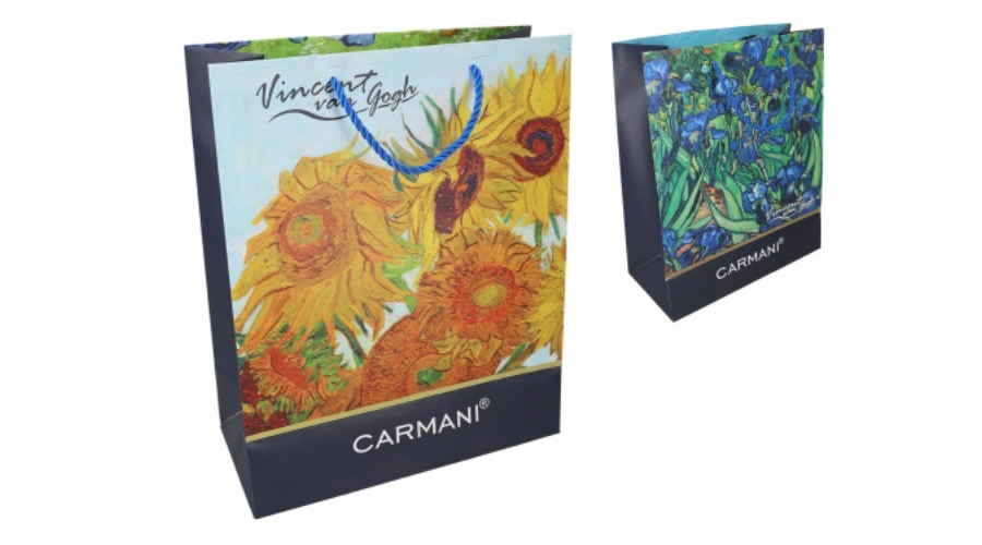 Ajándéktáska papír,26x32x12cm Van Gogh Napraforgó/Íriszek