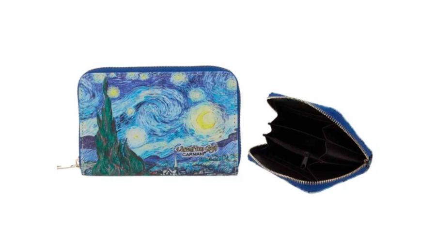 Műbőr pénztárca 14,5x9,5x2,7cm Van Gogh Csillagos éj