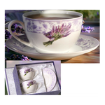 Veroni porcelán levendula mintás teáscsésze 2 személyes szett díszdobozban Intense