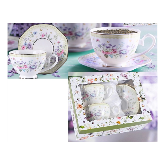 Joana porcelán csésze + alj 260 ml 2 személyes díszdobozban Veroni