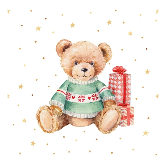 Teddy karácsonyi háromrétegű papírszalvéta 33x33 cm 20 db-os