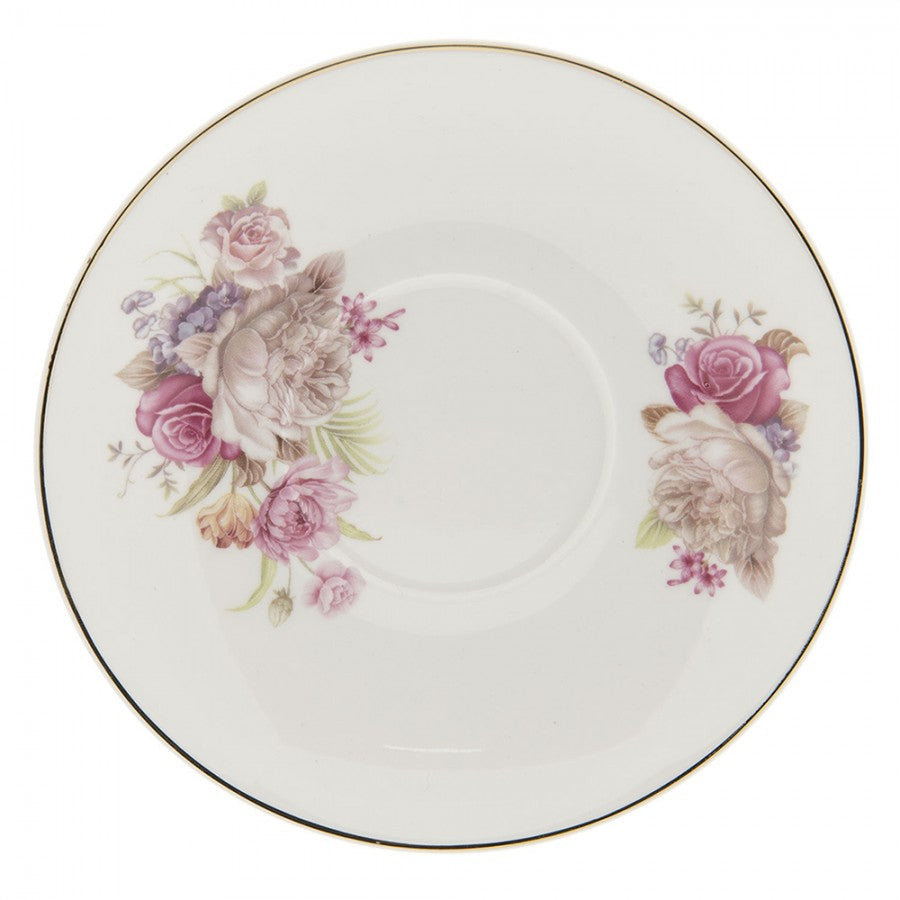Vintage rózsa virágos porcelán csésze Clayre Eef
