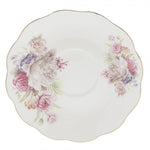 Vintage rózsaszín virágos fehér porcelán csésze Clayre Eef