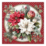 Karácsonyi szalvéta – Florals scene red, 33x33 cm, 20 db-os