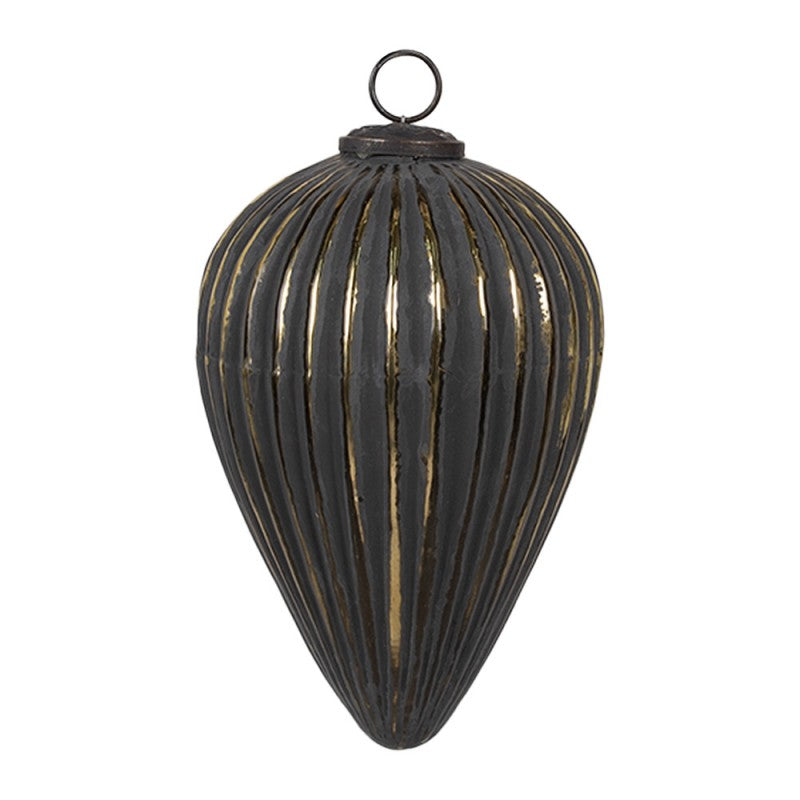 Antikolt fekete üveg nagy vintage karácsonyfadísz Ø 14X20 CM