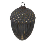 Antikolt fekete üveg vintage makk alakú karácsonyfadísz Ø 15X21 CM