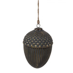 Antikolt fekete üveg vintage makk alakú karácsonyfadísz Ø 18X27 cm