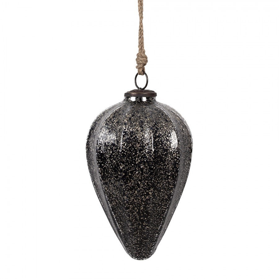 Antikolt fekete üveg vintage karácsonyfadísz Ø 14X19 CM