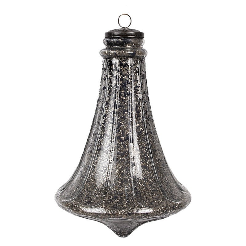 Antikolt fekete üveg nagy vintage karácsonyfadísz Ø 17X27 CM