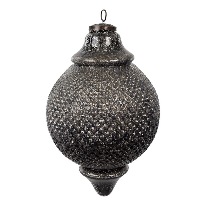 Antikolt fekete üveg nagy vintage karácsonyfadísz Ø 20X32 CM