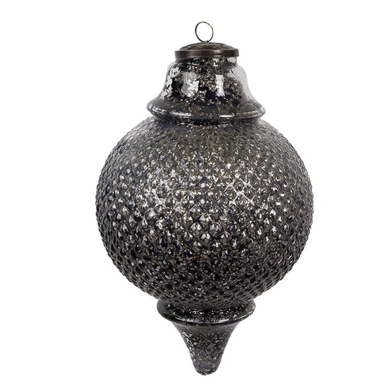 Antikolt fekete üveg nagy vintage karácsonyfadísz Ø 16X27 CM