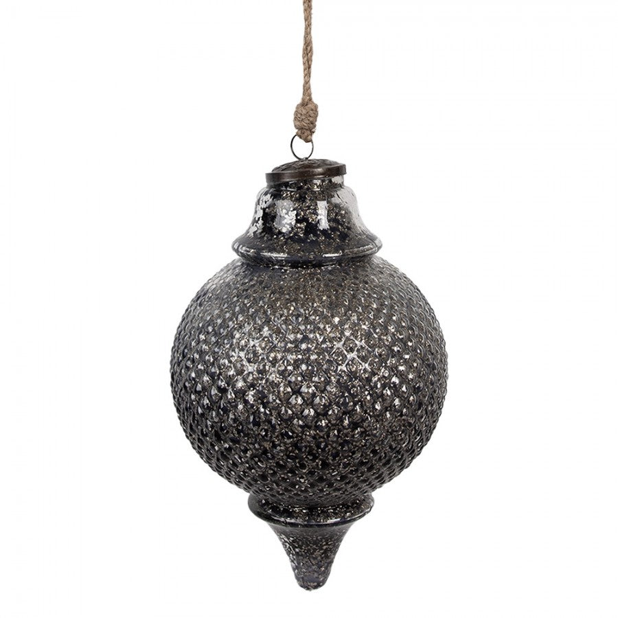 Antikolt fekete üveg nagy vintage karácsonyfadísz Ø 16X27 CM