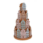 Barna LED-es nagy mézeskalács házikó tömb 33 cm