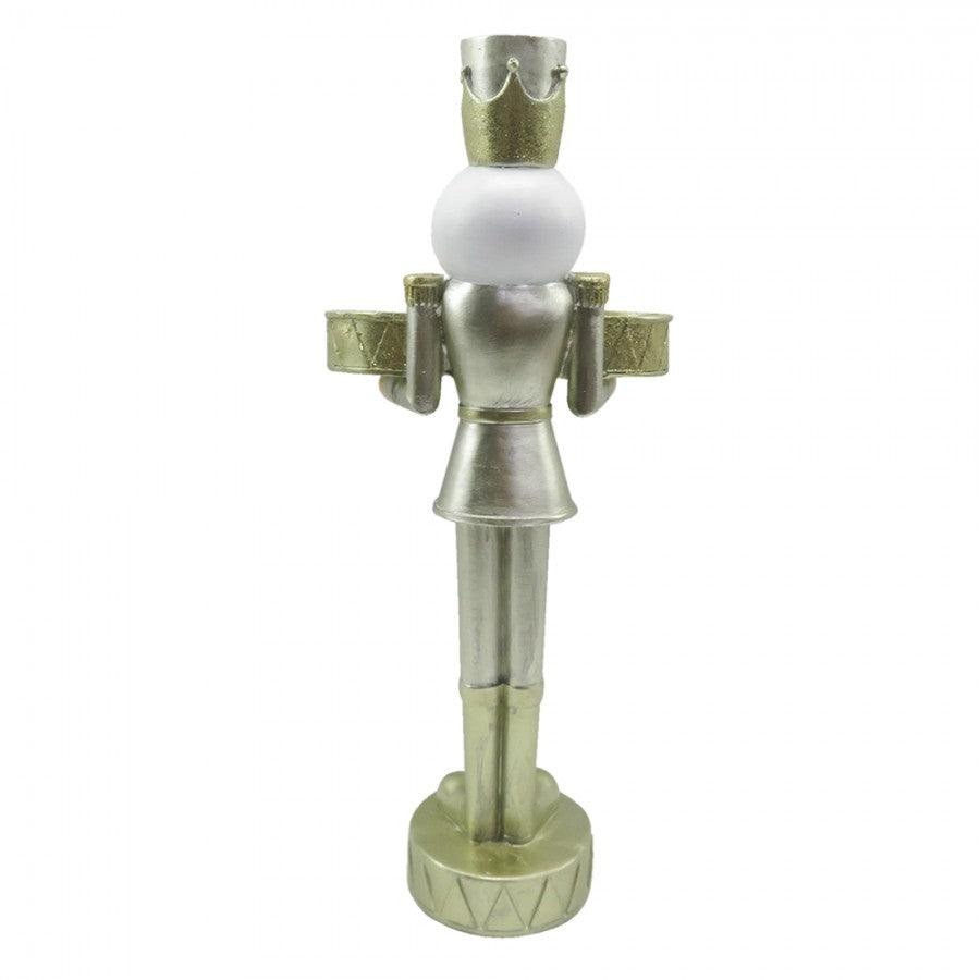 Karácsonyi diótörő figura kér mécsestartóval arany ezüst