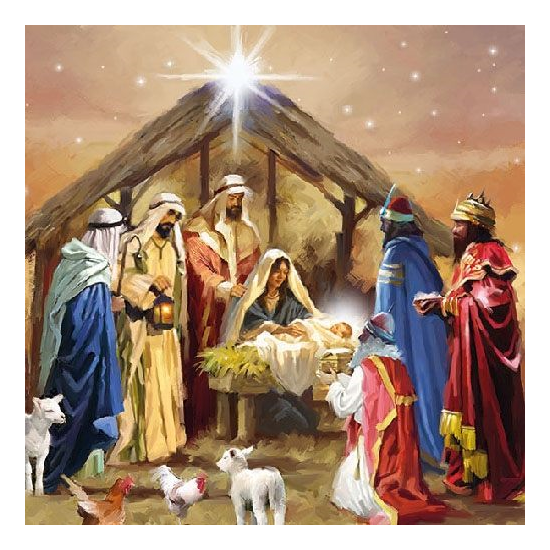 Nativity Collage karácsonyi szalvéta 33x33cm 20 db-os