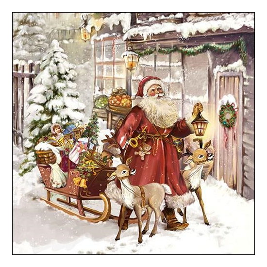 Christmas Visit karácsonyi szalvéta 33x33cm 20 db-os