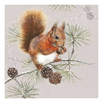 Squirrel In Winter karácsonyi szalvéta 33x33cm 20 db-os