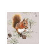 Squirrel In Winter karácsonyi szalvéta 25x25cm 20 db-os