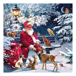 Santa On Bench karácsonyi szalvéta 33x33cm 20 db-os