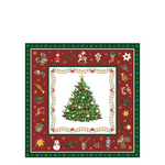 Christmas Evergreen red karácsonyi szalvéta 25x25cm 20 db-os