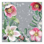 Helleborus Orientalis Grey karácsonyi szalvéta 33x33cm 20 db-os