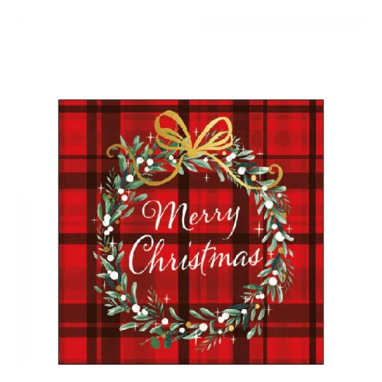 Christmas Plaid Red karácsonyi szalvéta 25x25cm 20 db-os
