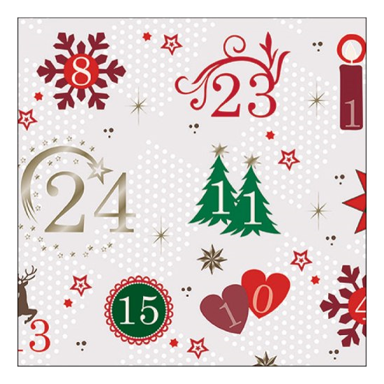 Advent Calendar karácsonyi szalvéta 33x33cm 20 db-os