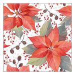 Poinsettia And Berries karácsonyi szalvéta 33x33cm 20 db-os