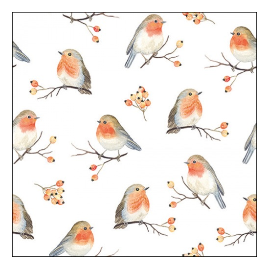 Robin Family karácsonyi szalvéta 33x33cm 20 db-os