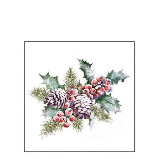 Holly and Berries karácsonyi szalvéta 25x25cm 20 db-os