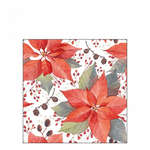 Poinsettia And Berries karácsonyi szalvéta 25x25cm 20 db-os