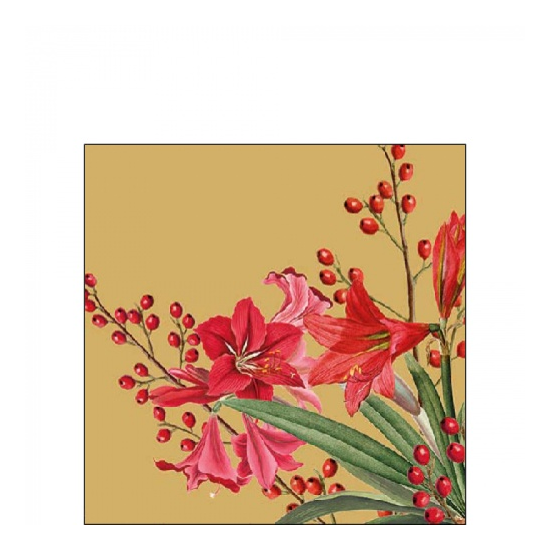 Christmas Bouquet Gold karácsonyi szalvéta 25x25cm 20 db-os