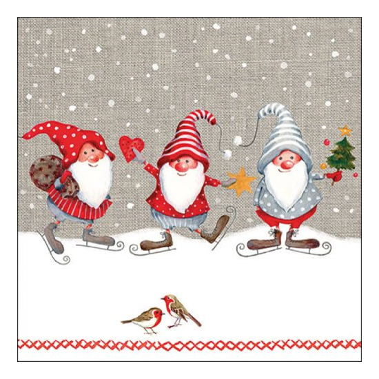 Skating Dwarfs karácsonyi szalvéta 33x33cm 20 db-os