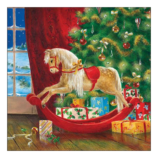 Wooden rocking horse karácsonyi szalvéta 33x33cm 20 db-os