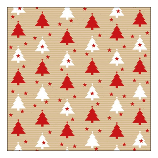 Trees and stars red karácsonyi szalvéta 33x33cm 20 db-os