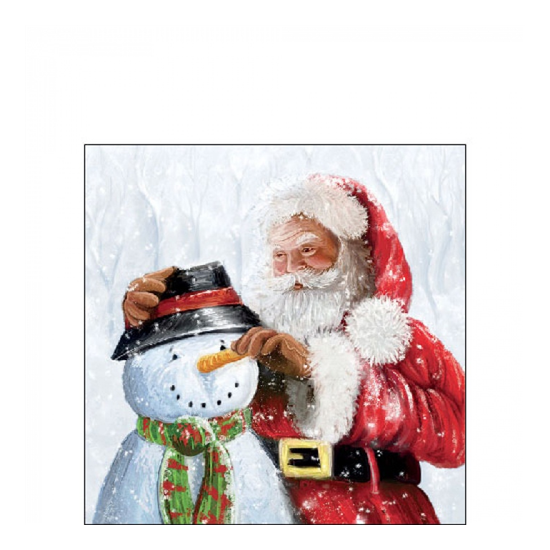 Santa and snowman karácsonyi szalvéta 25x25cm 20 db-os